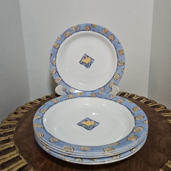 SET OF 6 - CORNING CORELLE - WATERCOLORS - 8 1/2" RIMMED 15 OZ SOUP PASTA BOWLS - Picture 3 of 16